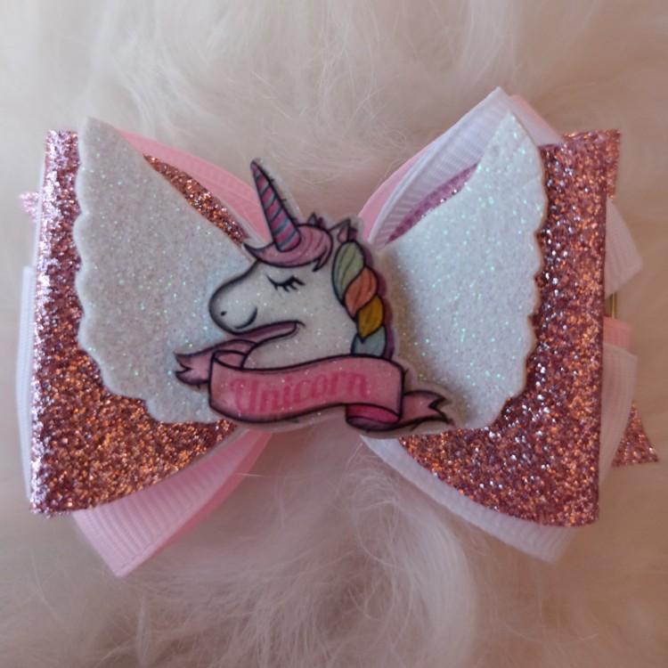 Αξεσουάρ κλιπ μαλλιών 3D Άγγελος Unicorn σε ροζ χρώμα Αξεσουάρ κλιπ μαλλιών 3D Άγγελος Unicorn σε ροζ χρώμα